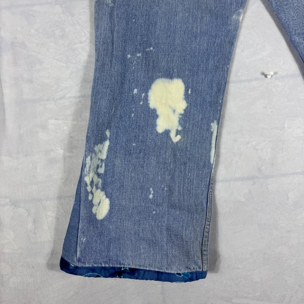 Levi Staruss Co. 505 Womens Flared Jeans Blue Relaxed Fit Patches Size 38x30 - Picture 9 of 16